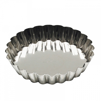 140x140 - Moule tartelette ronde cannelée fer blanc Gobel